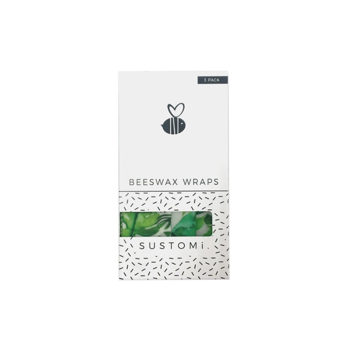 Beeswax Wraps Tropical Fronds 3 Pack: 1S 1M 1L | 天然蜂蠟布 三包裝 (1小 + 1中 + 1大) | Sustomi