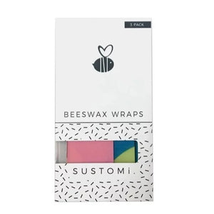 Beeswax Wraps Splash 3 Pack: 1S 1M 1L | 天然蜂蠟布 三包裝 (1小 + 1中 + 1大) | Sustomi