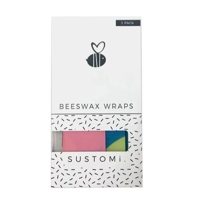 Beeswax Wraps Splash 3 Pack: 1S 1M 1L | 天然蜂蠟布 三包裝 (1小 + 1中 + 1大) | Sustomi