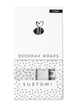 Load image into Gallery viewer, Beeswax Wraps Black &amp; White 3 Pack: 1S 1M 1L | 天然蜂蠟布 三包裝 (1小 + 1中 + 1大) | Sustomi
