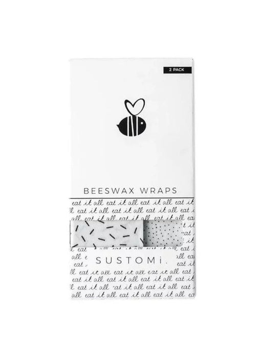 Beeswax Wraps Black & White 2 Packs: 1S 1M | 天然蜂蠟布 兩包裝 (1小 + 1中) | Sustomi